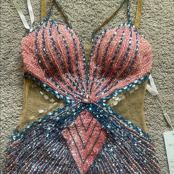 NWT Portia and Scarlett Pink and Blue Sequin Bustier Mini Dress PS23730C - Picture 3 of 7